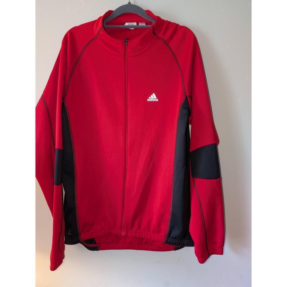 Adidas Climawarm Jacket Mens XL Red Athletic Bicyclist Back Pocket